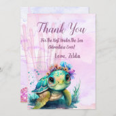 Onder het Zee, Turtle Birthday Bedankkaart (Voorkant / Achterkant)