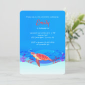 Onder het Zee Turtle Birthday Invitation Kaart (Staand voorkant)