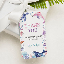 Onder het Zee Turtle Birthday Theme Dank u Label Cadeaulabel