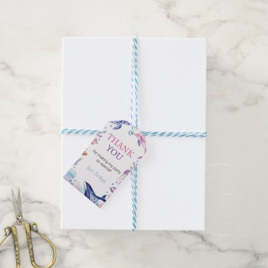 Onder het Zee Turtle Birthday Theme Dank u Label Cadeaulabel (Met Touw)