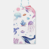 Onder het Zee Turtle Birthday Theme Dank u Label Cadeaulabel (Achterkant)