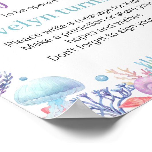 Onder het Zee Turtle Birthday Time Capsule Poster (Hoek)