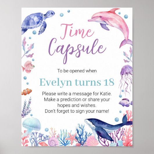 Onder het Zee Turtle Birthday Time Capsule Poster (Voorkant)
