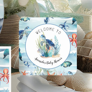 Onder het Zee Turtle Blue Boy Baby shower Kartonnen Onderzetters