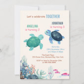 Onder het Zee Turtle Ocean Joint Birthday Kaart (Voorkant)