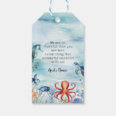 Onder het Zee Turtle Seahorse Boy Baby shower Cadeaulabel (Achterkant)