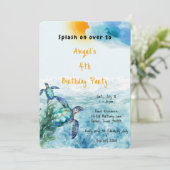 Onder het Zee Turtle Verjaardagsfeest Kaart (Staand voorkant)