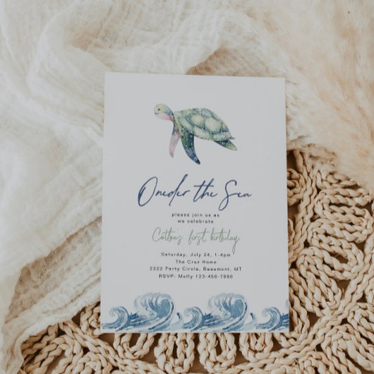 Onder het Zee Turtle Verjaardagsuitnodiging Kaart
