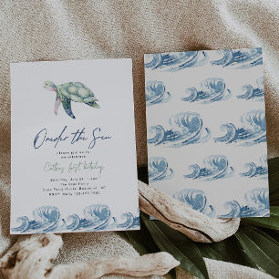 Onder het Zee Turtle Verjaardagsuitnodiging Kaart
