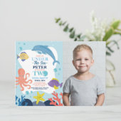 Onder het Zee TWEE Ocean Dolphin Octopus 2e foto Kaart (Staand voorkant)