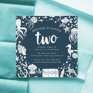 Onder het Zee Tweede uitnodiging van de verjaard