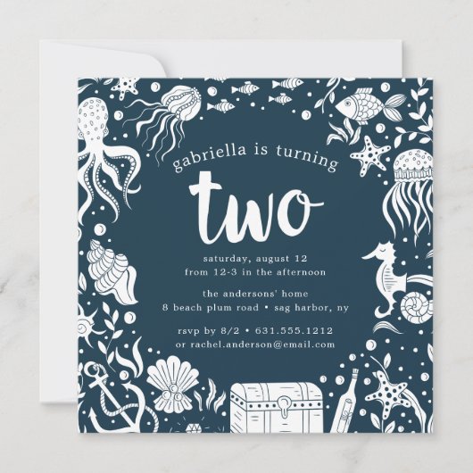 Onder het Zee | Tweede uitnodiging van de verjaard (Voorkant)
