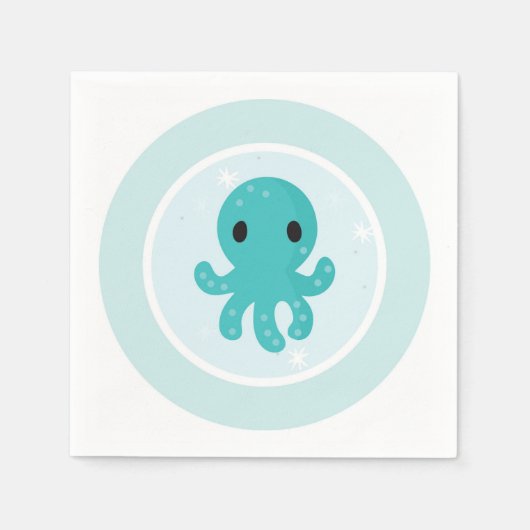 Onder het Zee van Birthday Party Octopus Servet (Voorkant)