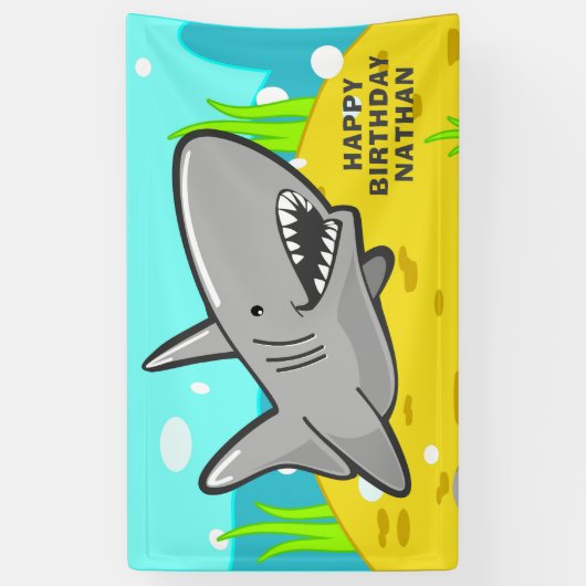 Onder het Zee van de Kinder partij "Shark Birthday Spandoek (Verticaal)