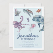 Onder het Zee van de moderne Kinderen van Birthday Kaart (Voorkant)