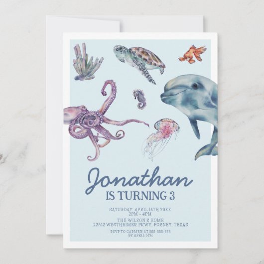 Onder het Zee van de moderne Kinderen van Birthday Kaart (Voorkant)