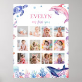 Onder het Zee Verjaardag 12 Foto Milestone Poster (Voorkant)