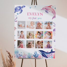 Onder het Zee Verjaardag 12 Foto Milestone Poster