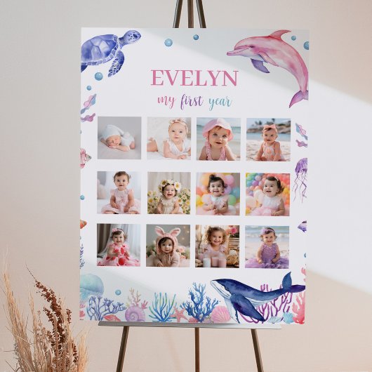 Onder het Zee Verjaardag 12 Foto Milestone Poster