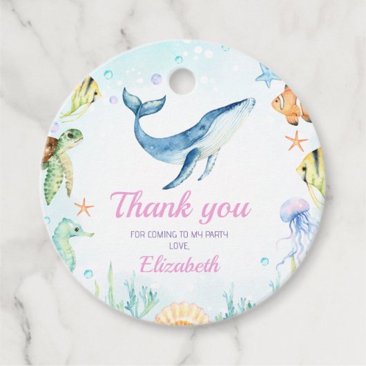 Onder het Zee Verjaardag Dank u Rond Label (Voorkant)