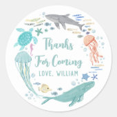 Onder het Zee Verjaardag Dank u Ronde Sticker (Voorkant)