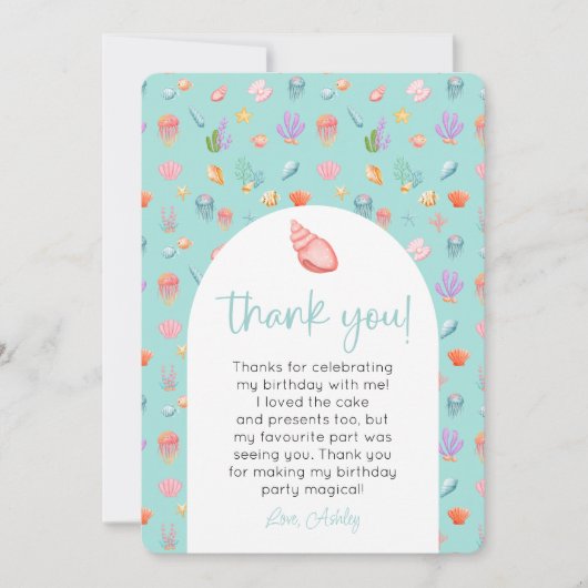 Onder het Zee Verjaardag foto Dank u Kaart (Voorkant)