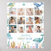 Onder het Zee Verjaardag Foto Milestone Sign Poster (Voorkant)