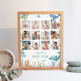 Onder het Zee Verjaardag Foto Milestone Sign Poster