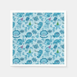 Onder het Zee Verjaardag Gift Wrap Servet