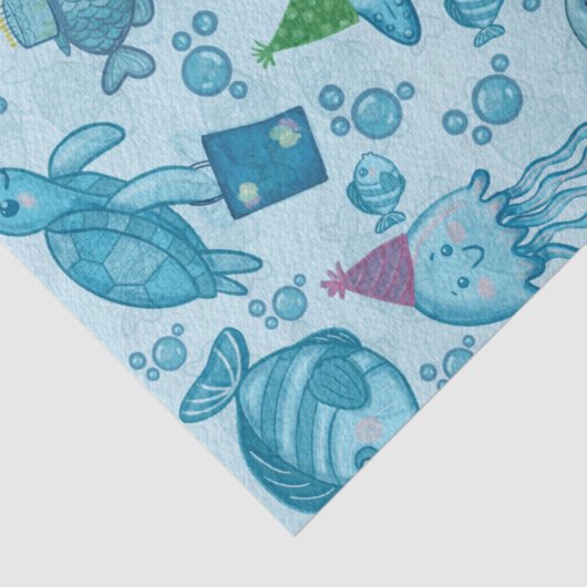 Onder het Zee Verjaardag Gift Wrap Tissuepapier (Detail)