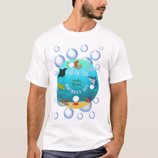 Onder het Zee verjaardag Kind papa water bubbels T-shirt (Voorkant)