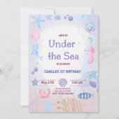 Onder het Zee Verjaardag Uitnodiging Printable (Voorkant)