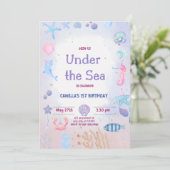 Onder het Zee Verjaardag Uitnodiging Printable (Staand voorkant)