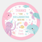 Onder het Zee verjaardagsfeest cadeau gunsten Ronde Sticker (Voorkant)