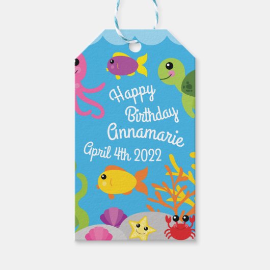 Onder het Zee Verjaardagsfeest Dank u Cadeau Label Cadeaulabel (Voorkant)