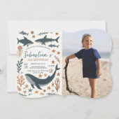 Onder het Zee Verjaardagsfeest Fotouitnodiging Kaart (Voorkant)