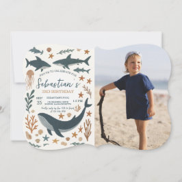 Onder het Zee Verjaardagsfeest Fotouitnodiging Kaart
