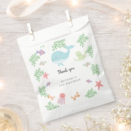 Onder het Zee Verjaardagsfeest Schattigee Pastel O Bedankzakje (Geknipt)