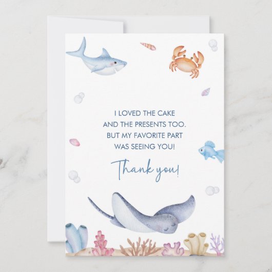 Onder het Zee verjaardagsfeestje bedankje Kaart (Voorkant)