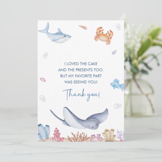 Onder het Zee verjaardagsfeestje bedankje Kaart (Staand voorkant)