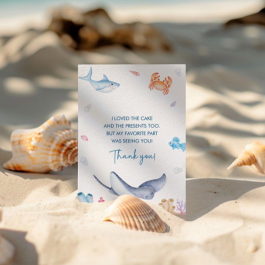 Onder het Zee verjaardagsfeestje bedankje Kaart