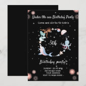 Onder het zee verjaardagsfeestje Invitation Kaart (Voorkant / Achterkant)