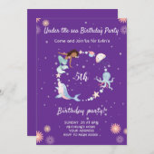 Onder het zee verjaardagsfeestje Invitation Kaart (Voorkant / Achterkant)