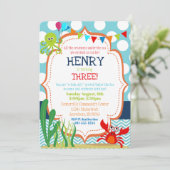 Onder het Zee Verjaardagsfeestje Invitation Zee Li Kaart (Staand voorkant)