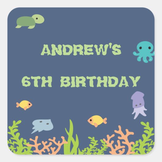 Onder het Zee Verjaardagsfeestje Sticker (Voorkant)