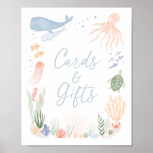 Onder het Zee Verjaardagskaarten en Geschenkteken Poster (Voorkant)