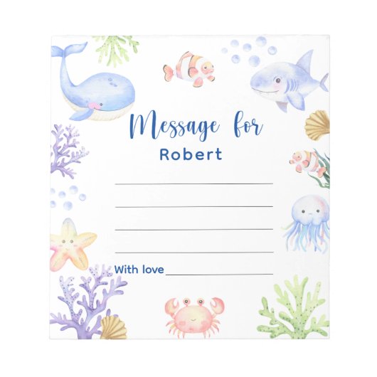 Onder het zee verjaardagstijd capsule bericht notitieblok (Voorkant)