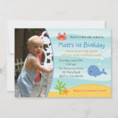 Onder het Zee Verjaardagsuitnodiging Jongens met F Kaart (Voorkant)