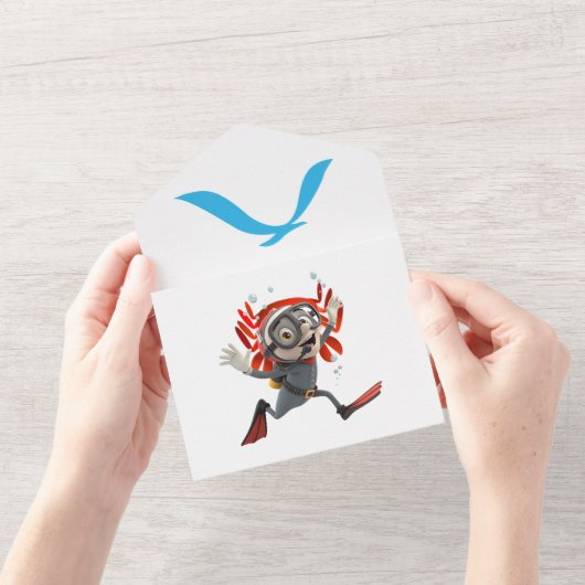 Onder het Zee Verjaardagsuitnodiging - Platte kaar All In One Uitnodiging (Opening)