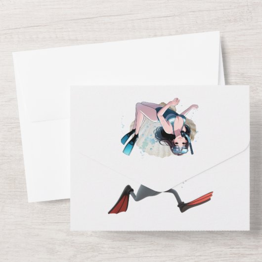 Onder het Zee Verjaardagsuitnodiging - Platte kaar All In One Uitnodiging (Achterkant)